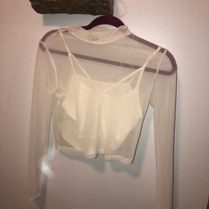 White sheer crop top